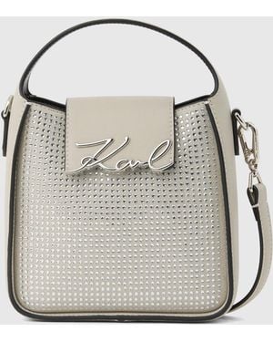 KARL LAGERFELD Exclusive K/Signature Small Rhinestone Hobo Bag - Grey