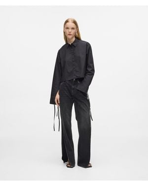 KL Jeans Split-Leg High-Rise Straight Jeans - Blue