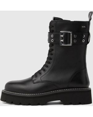 KARL LAGERFELD Kyla Lace-Up Buckle Boots - Black