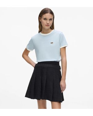KARL LAGERFELD Ikon Contrast Piping T-Shirt - Blue