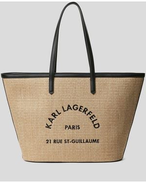 Karl Lagerfeld Rue St-Guillaume Raffia Tote Bag - Brown