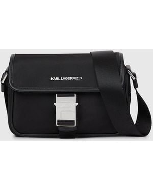 KARL LAGERFELD K/Nylon Buckle Messenger Bag - Black