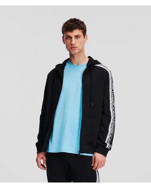 Karl Lagerfeld Karl Logo Tape Zip-up Hoodie - Blue