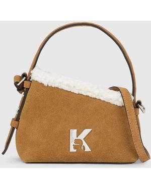 KL Jeans Geo Suede Mini Crossbody Bag - Brown