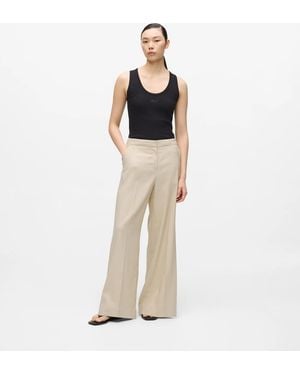 KARL LAGERFELD Wide-Leg Linen Blend Trousers - Natural