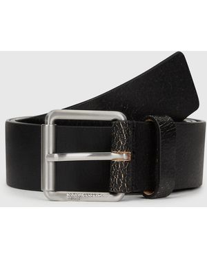 KL Jeans Cracked Leather Belt - Black