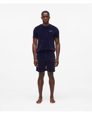 Karl Lagerfeld Velvet Pyjama Shorts - Blue