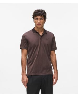 KARL LAGERFELD Square Snap Button Polo Shirt - Brown