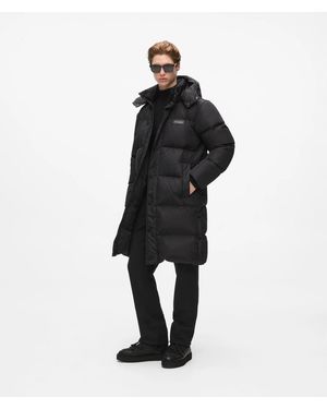 KARL LAGERFELD Long Hooded Puffer Jacket - Black