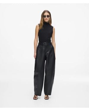 KARL LAGERFELD Faux-Leather Barrel-Leg Trousers - Black