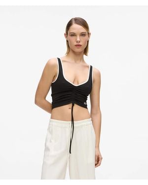 KL Jeans V-Neck Ruched Tank Top - Black