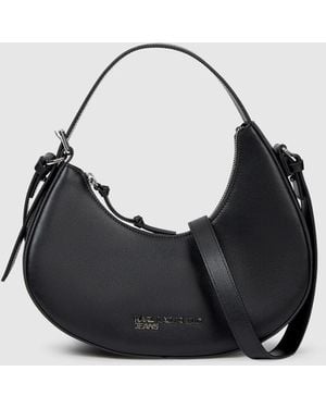 KL Jeans Rounded Leather Top Handle Bag - Black