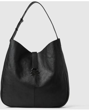 KARL LAGERFELD K/Autograph Swing Oversized Hobo Bag - Black