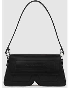 KARL LAGERFELD Ikon K Leather Shoulder Bag - Black