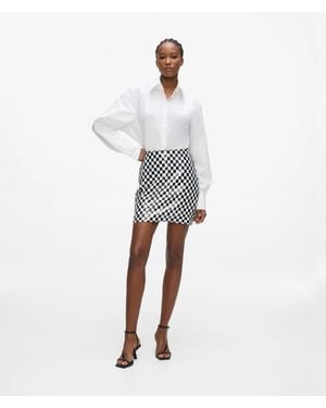 KARL LAGERFELD Checkerboard Sequin Mini Skirt - White