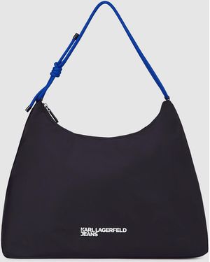 KL Jeans Large Cord Nylon Shoulder Bag - Blue