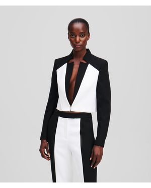 Karl Lagerfeld Color-Block Tailored Blazer - Black