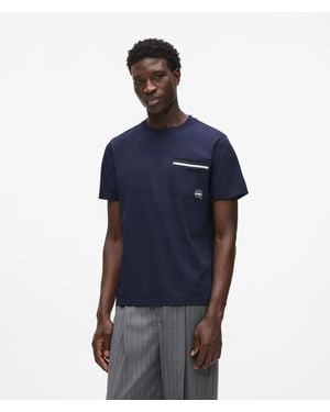 KARL LAGERFELD Ikon Stripe Pocket T-Shirt - Blue