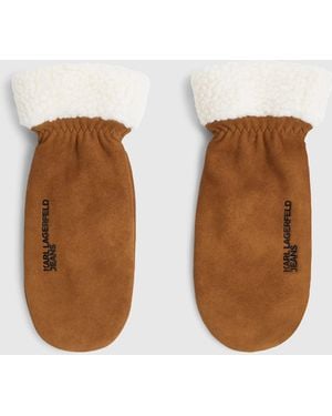 KL Jeans Suede Mittens - White