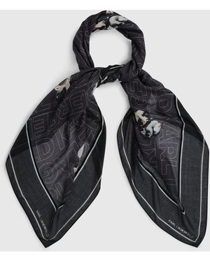 KARL LAGERFELD Ikon Modal-Blend Scarf - Blue