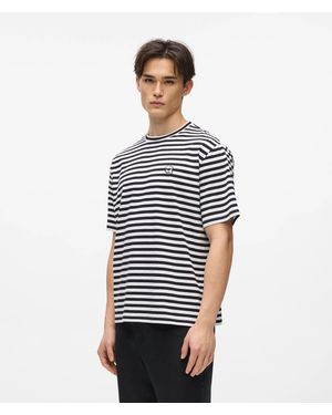 KARL LAGERFELD Ikon Relaxed Striped T-Shirt - White