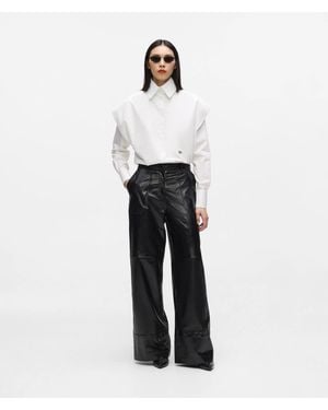 KARL LAGERFELD Wide-Leg Leather Trousers - White