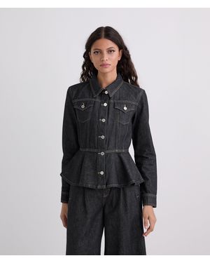 Karl Lagerfeld Contrast Stitch Denim Jacket - Black