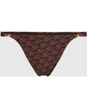 KARL LAGERFELD Autograph Cheeky Tanga Bikini Bottom - Brown