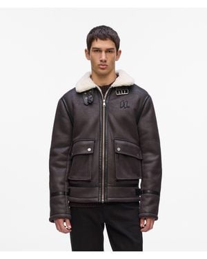 KARL LAGERFELD Monogram Faux-Shearling Jacket - Black