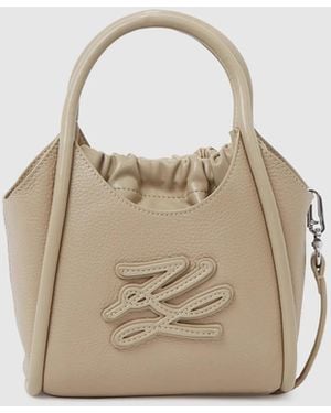 KARL LAGERFELD K/Autograph Patch Mini Tote Bag - Natural