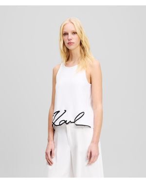 Karl Lagerfeld Karl Signature Hem Tank Top - White