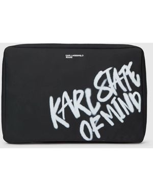 KL Jeans Coated Karl Quote Laptop Pouch - Black