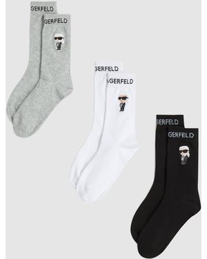 KARL LAGERFELD Ikon Socks – 3-Pack, Multicoloured - Metallic