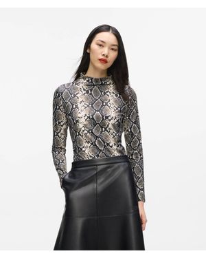 KARL LAGERFELD Mock Neck Long-Sleeved Top - Grey