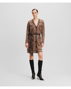 Karl Lagerfeld Cardigan Avec Ceinture Ornée Du Logo - Neutre