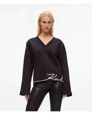 Karl Lagerfeld Sweatshirt Mit Signature Saum - Schwarz