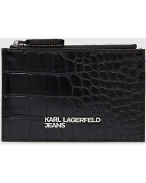 KL Jeans Metal Logo Croco Cardholder - Black