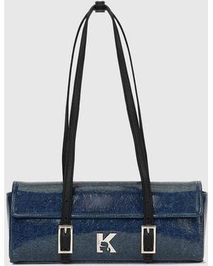 KL Jeans K Logo Denim Elongated Shoulder Bag - Blue