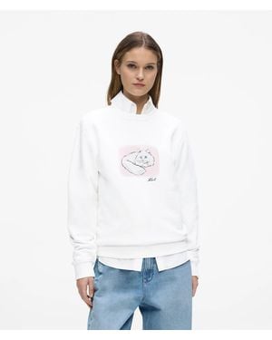 KARL LAGERFELD Illustrated Portrait Sweatshirt - White