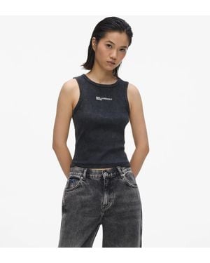 KL Jeans Washed Ribbed Tank Top - Black