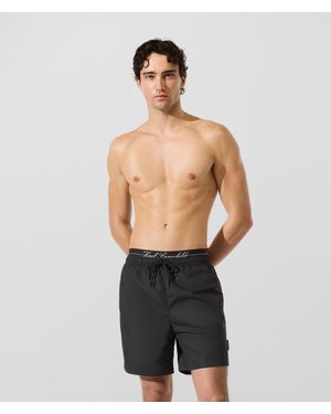 Karl Lagerfeld Short De Bain De Longueur Moyenne Avec Double Élastique À La Taille, Homme, Taille - Gris