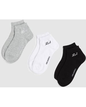 KARL LAGERFELD Signature Short Socks – 3-Pack, Multicoloured - Metallic