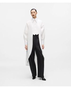 KARL LAGERFELD Kl Studio Satin Barrel-Leg Trousers - White