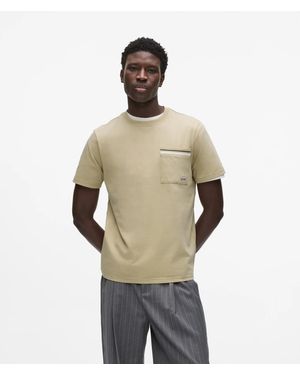 KARL LAGERFELD Ikon Stripe Pocket T-Shirt - Natural