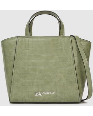 KL Jeans Croco Mini Tote Bag - Green
