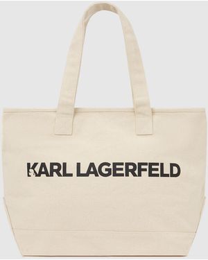 KARL LAGERFELD Extra Large Logo Tote Bag - White