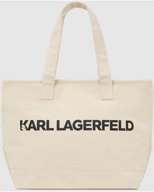 KARL LAGERFELD Extra Large Logo Tote Bag - White