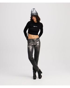 Karl Lagerfeld Beschichtete Slim-Jeans Mit Mittelhohem Bund, Frau, Größe - Schwarz