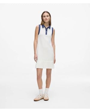 KARL LAGERFELD Ikon Denim Detail Knit Dress - White