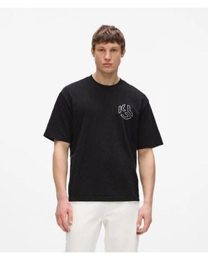 KL Jeans Distressed Monogram Boxy T-Shirt - Black